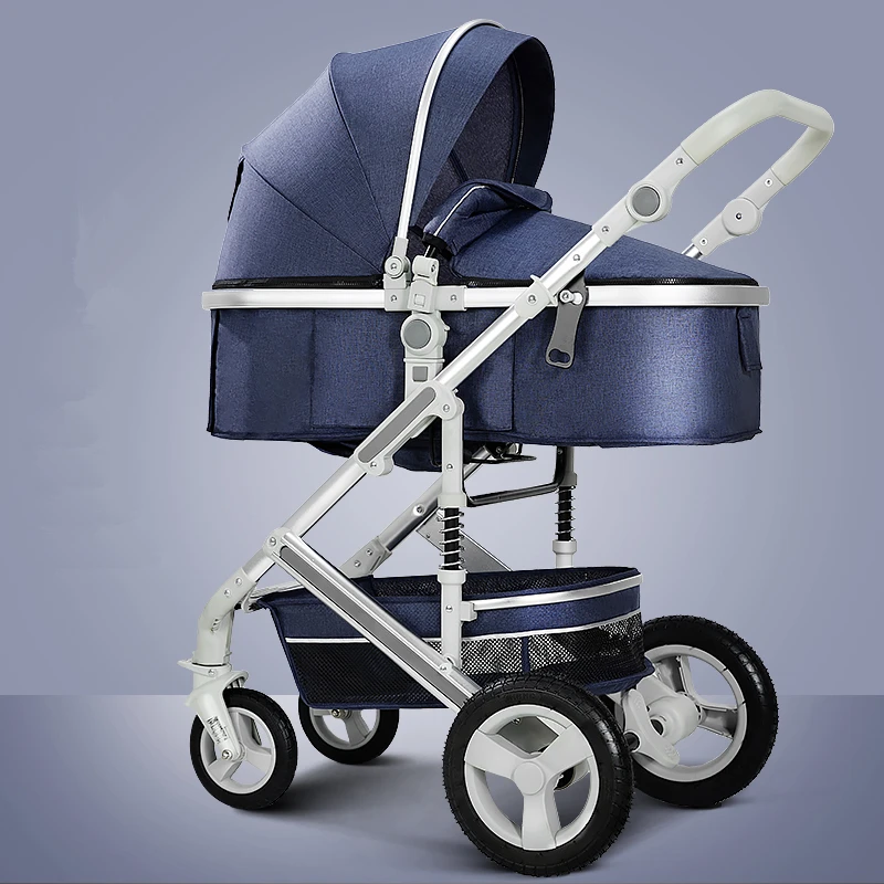 Легкая Роскошная детская коляска 3 в 1 портативная Двусторонняя с высоким