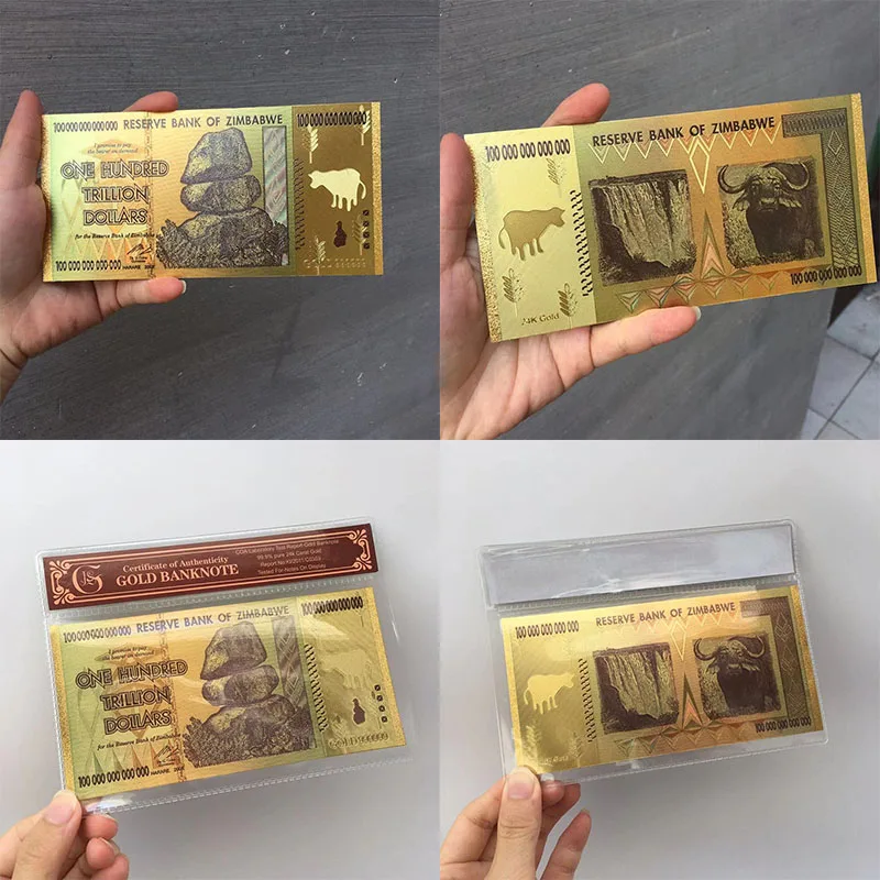 Памятные банкноты из черной золотой фольги 100 триллиона в Зимбабве - купить по