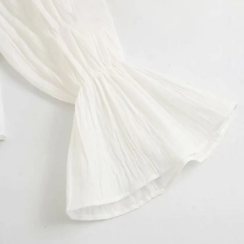 Женская белая рубашка Осенняя длинная Повседневная Милая женская с круглым