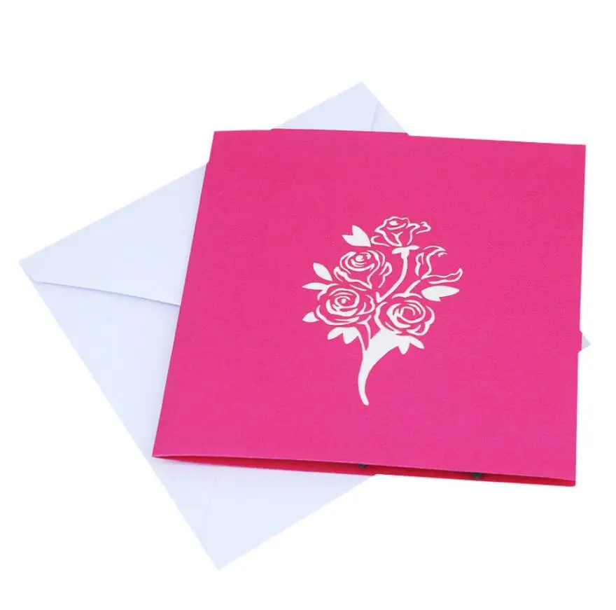 10 шт. розы и рисунком в виде птичек-оригами 3D всплывал поздравительных открыток