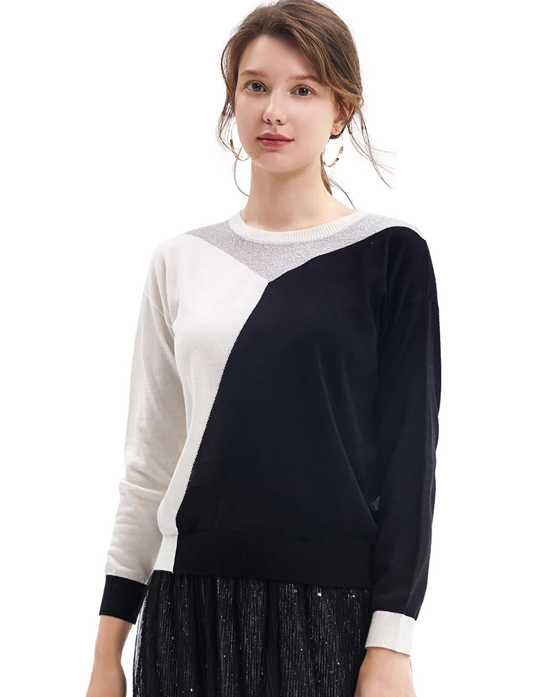 

Zhili Women's Patchwork Round Neck Knit Tops Tees