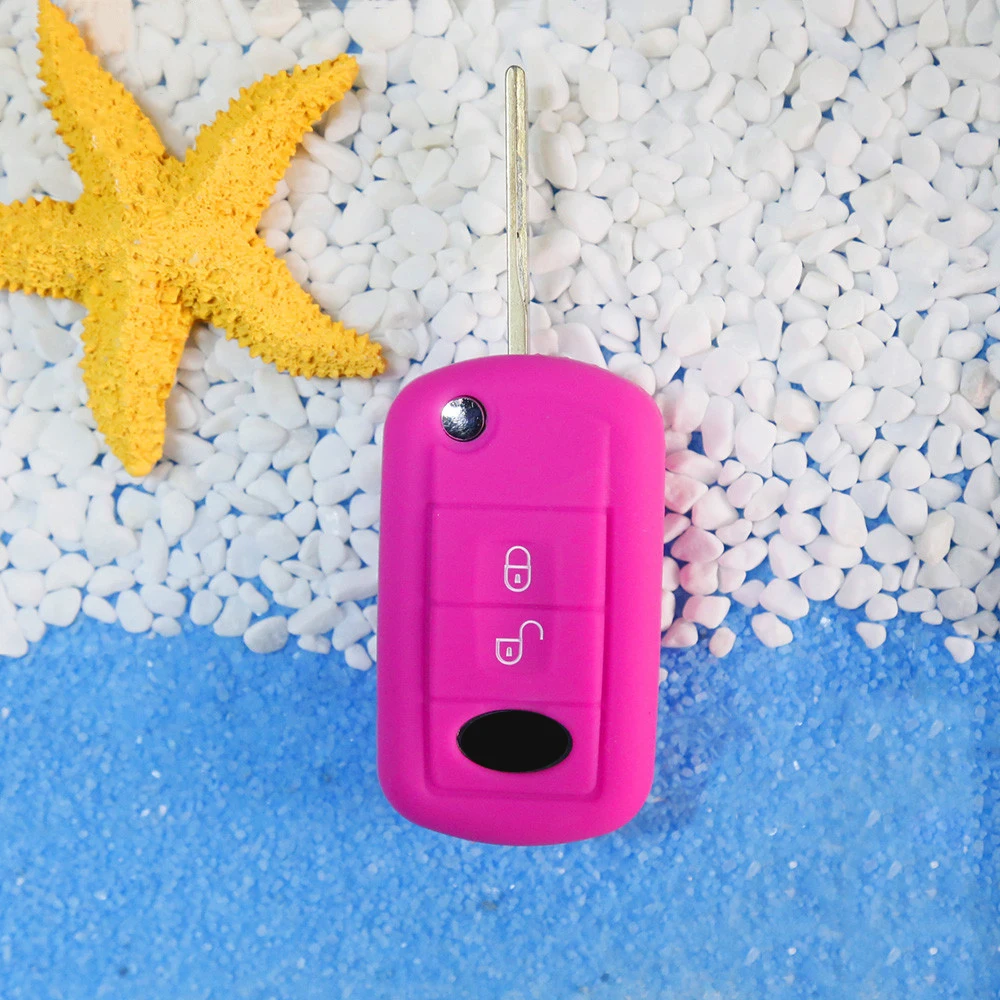 

2 Buttons Silicone Car Flip Folding Key Case Cover Auto Protective Key Shell For Land Rover Range Rover Discovery Car Styling