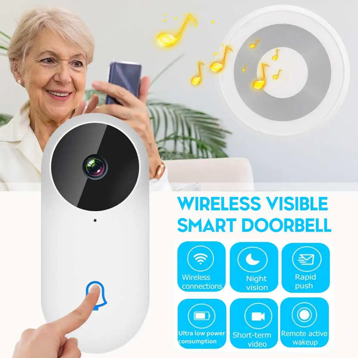 

Smart Doorbell Camera IP 1080P Phone Door Bell For Apartments IR Alarm Wireless Security Intercom WIFI Video Doorbell
