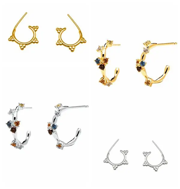 

925 Silver Ear Needle C type Earrings Rainbow Crystal Earring Luxurious personality Jewelry Women Stud Earring Charm Party Gift