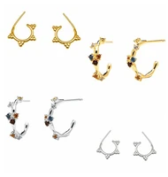925 silver ear needle c type earrings rainbow crystal earring luxurious personality jewelry women stud earring charm party gift