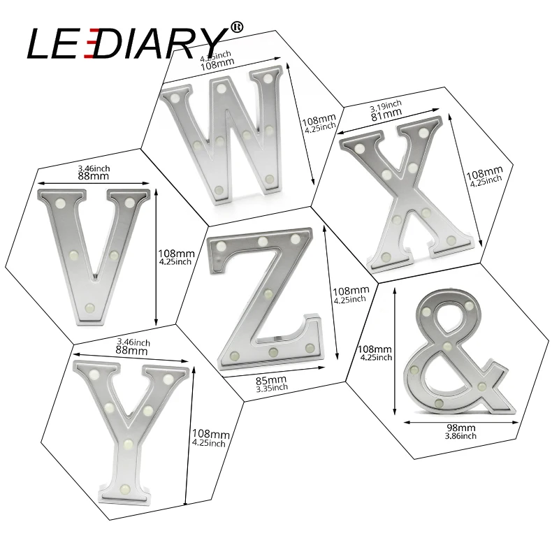 LEDIARY Алфавит праздничное освещение 26 букв украшение ночник Светодиодная