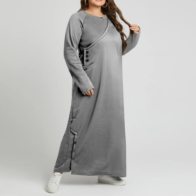 

Женское зимнее платье-свитшот с длинным рукавом и флисовой подкладкой