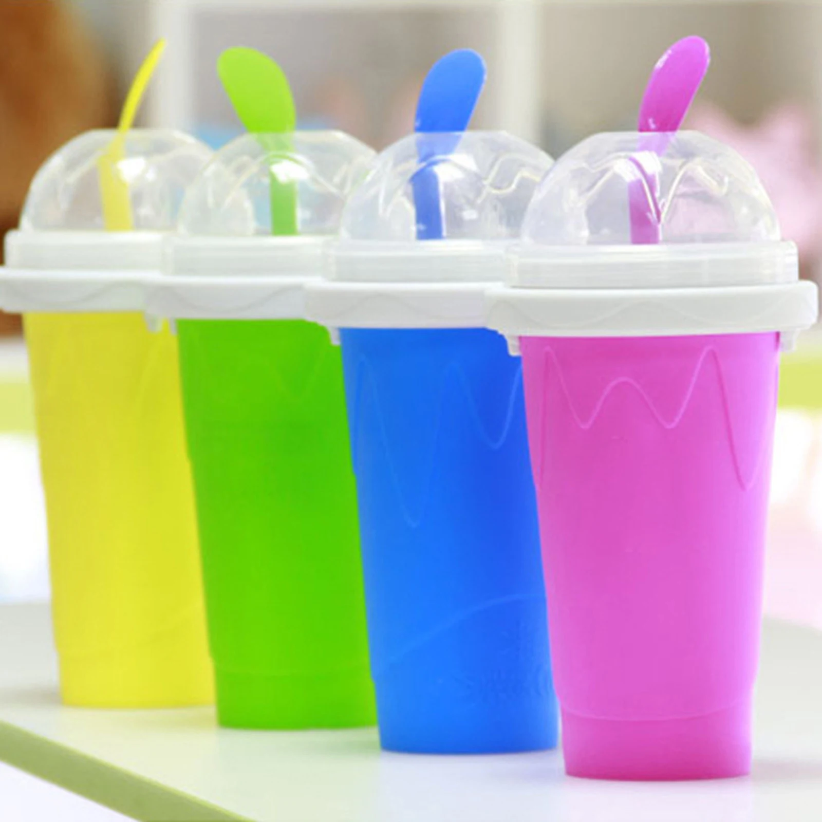

Quick-frozen Smoothie Cup Eco-friendly Double Layer Silicone Slushy Ice Cream Maker Bottle Squeeze Slush Cooling Cup Home