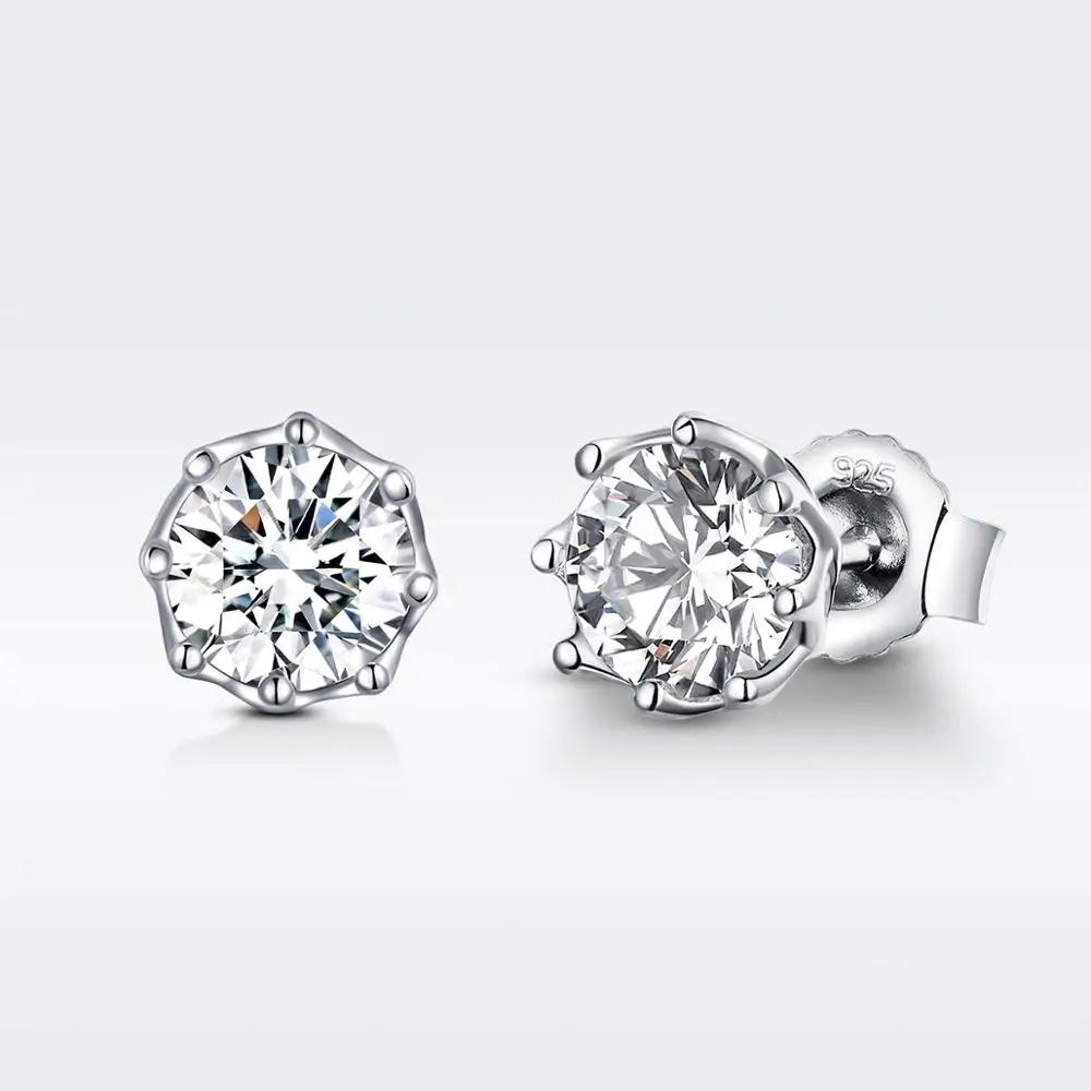 Женские серьги гвоздики из серебра 100% пробы с фианитом|Серьги-гвоздики| |