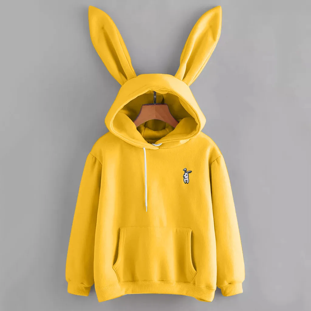 Hoodies Women Fashion Long Sleeve Rabbit Hoodie Sweatshirt Pullover Tops Streetwear Women Oversized Hoodies Moletom Feminino