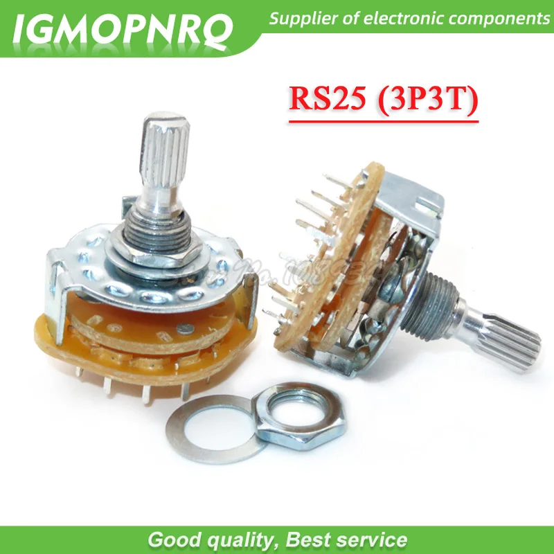 

2PCS RS25 Band switch 3P3T Mount Rotary Switch Selector Band 3 Pole 3 Position Knob Switch Band Switches IGMOPNRQ