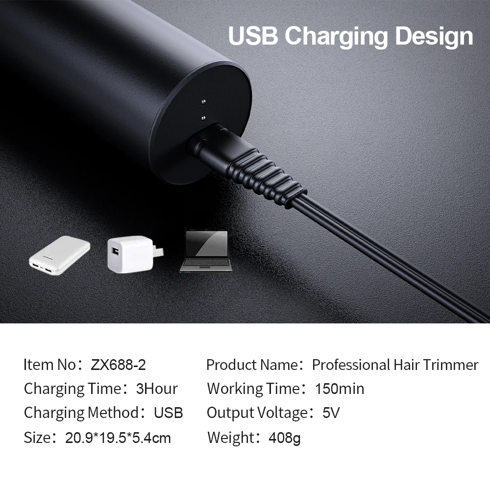 

New Electric Hair Clipper USB Rechargeable Professional Men's Barber Three-speed LCD Display Low Noise Adult Kid Haircut