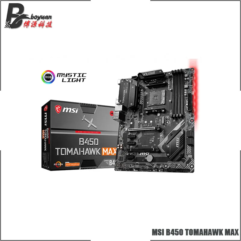 MSI B450 TOMAHAWK MAX ATX AMD B450M DDR4 4133(OC) MHz M.2 SATA3 USB3.1 USB3.2 DVI 64G лучшая поддержка R9 CPU Socket