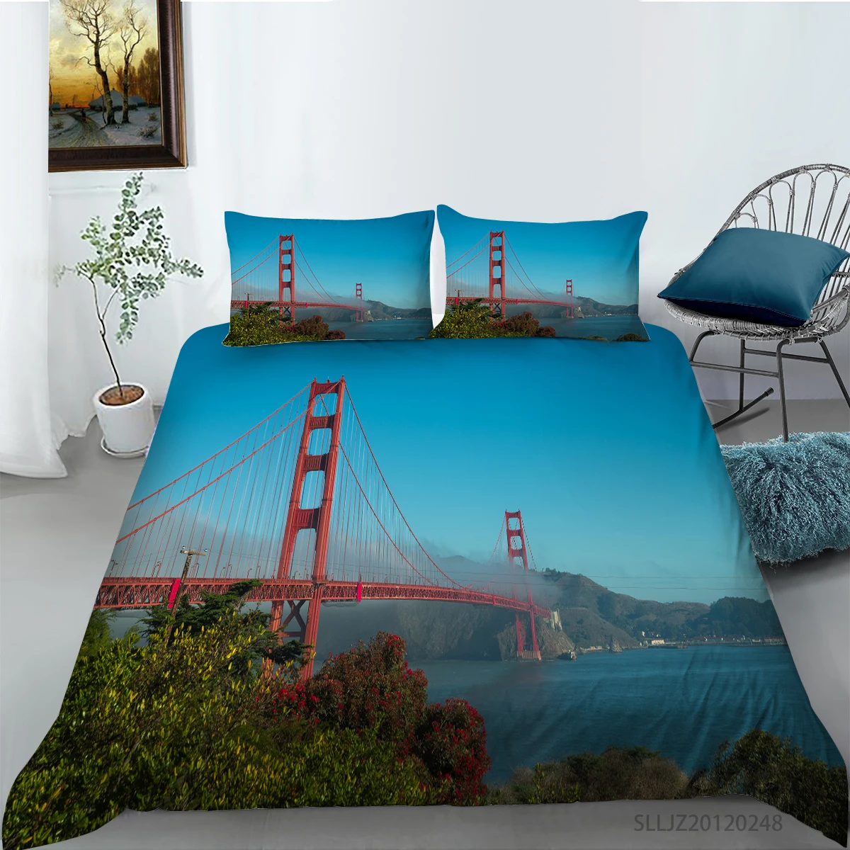 Комплект постельного белья с 3d-изображением зданий высококачественный