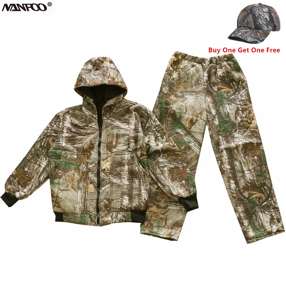 Осенне зимний утолщенный флисовый термобионический Камуфляжный охотничий