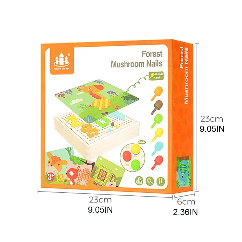 

Mushroom 3D Peg Board Games, Jigsaw DIY Puzzle Toys for Children's Early Education, Farm/ Ocean/ Garden/ Forest