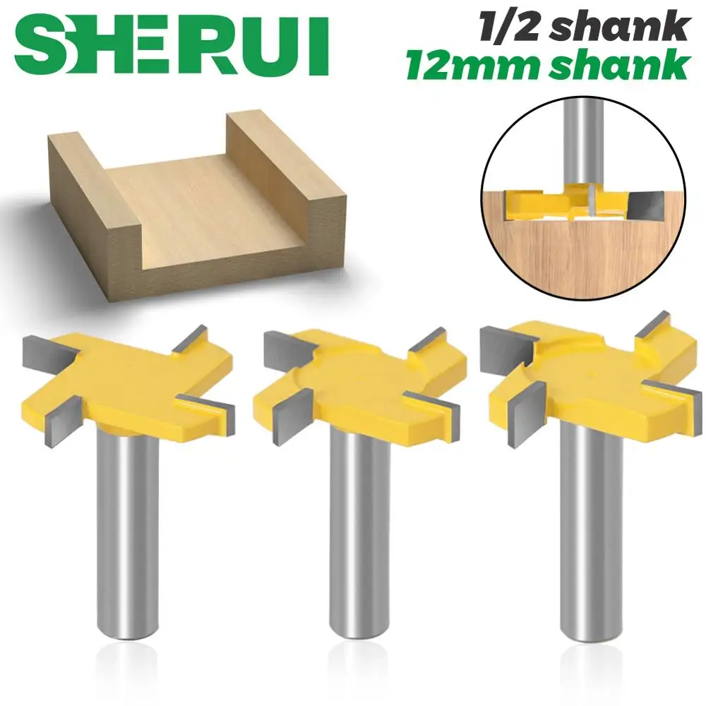 

1 шт., Т-образная фреза для работ по дереву, хвостовик 1/2 дюйма, 12 мм