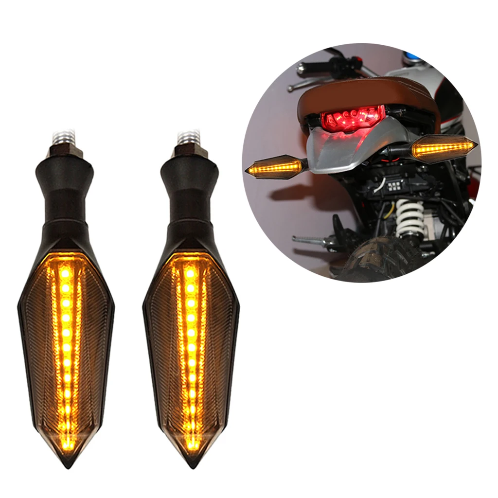 

2x Motorcycle Motorbike Turn Signal Lights Indicators Amber Flowing Lamp 12V