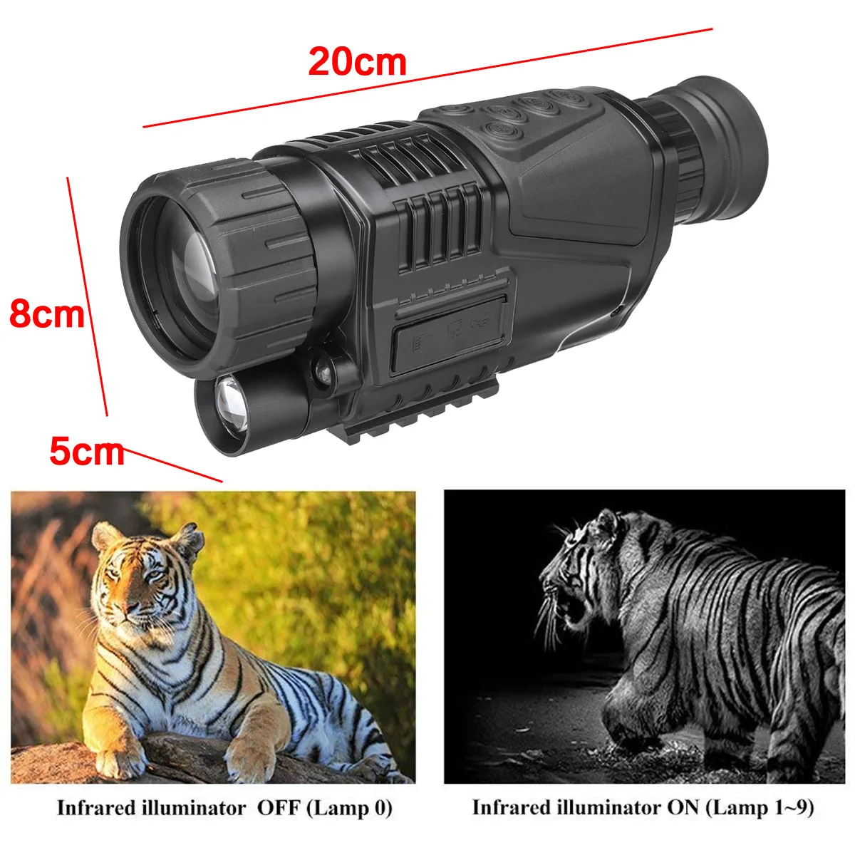 

5x42 Digital Night Vision Monocular FMC Infrared Telescope Rechargeable HD Video Camera Telephoto Support for Camping Hunting