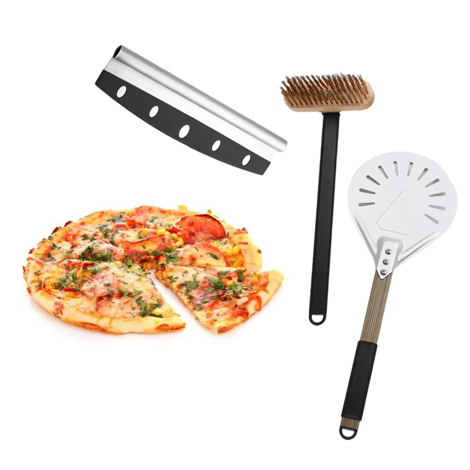 

Pizza Peel Pizza Oven Brush and Pizza Cutter for Homemade Pizzas and Baking Bread and Slicing Pizza Bread