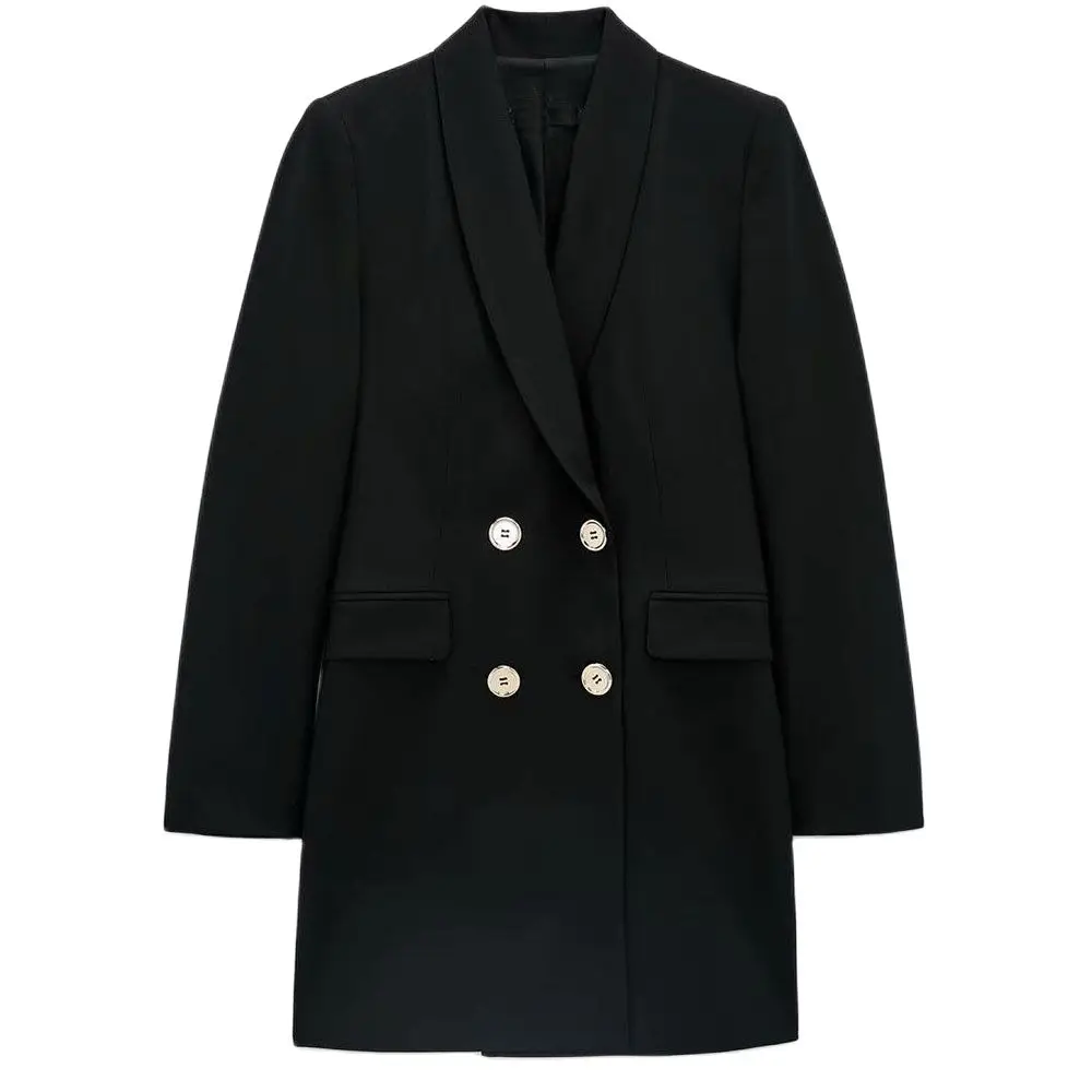 

2021 Весенняя Новинка женские свободные все-матч длинный двубортный пиджак