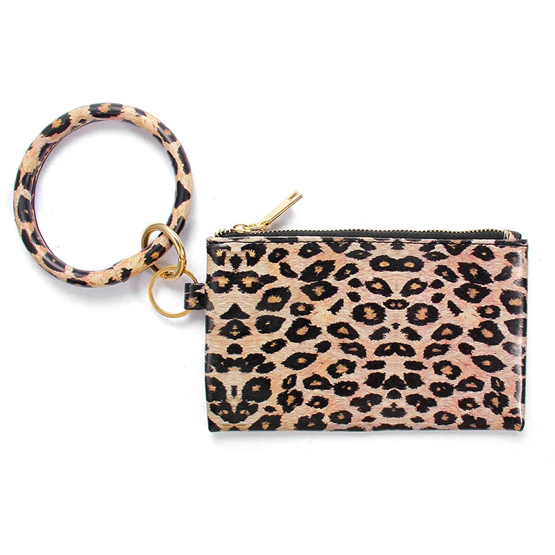 

High quality Custom New Design Leopard key ring Bracelets with leather purses
