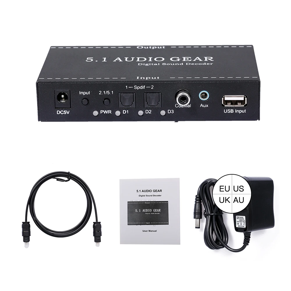 

NK-A6L 5.1 Audio Gear Digital Sound Decoder Audio Converter 3.5mm Audio Output Digital Audio Decoder for Dolby Digital AC-3 DTS
