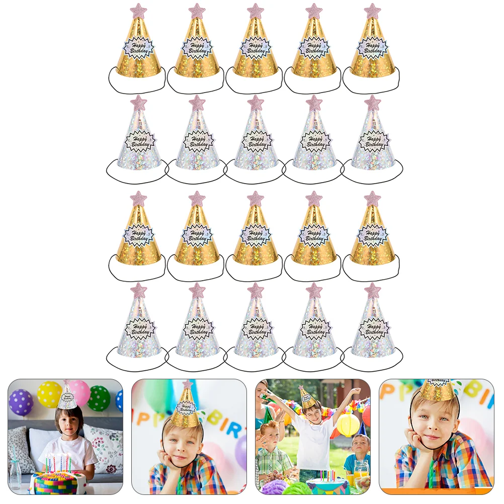 

20pcs Cartoon Birthday Party Hats Interesting Children Photo Props Paper Caps