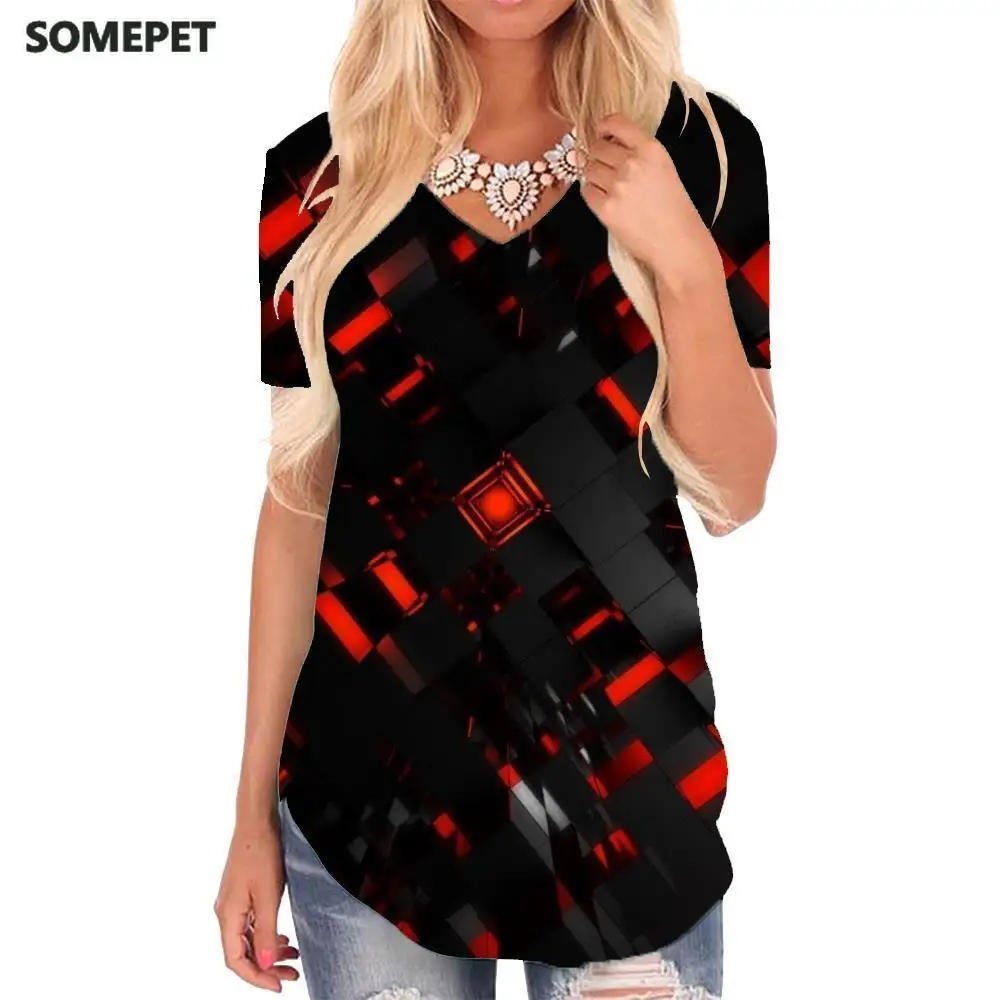 

SOMEPET Geometry T-shirt women Pattern Shirt Print Creativity Tshirts Printed Art Funny T shirts Womens Clothing Hip hop Printed