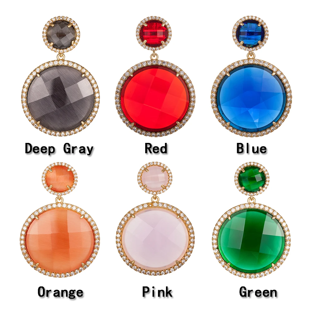 Горячая Распродажа круглые серьги золотые металлические кубический циркон