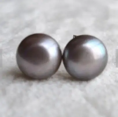 

New Arrival Favorite Pearl Earrings AAA 9MM Gray Freshwater Pearls S925 Silver Stud Earrings Fine Jewelry Charming Lady Gift
