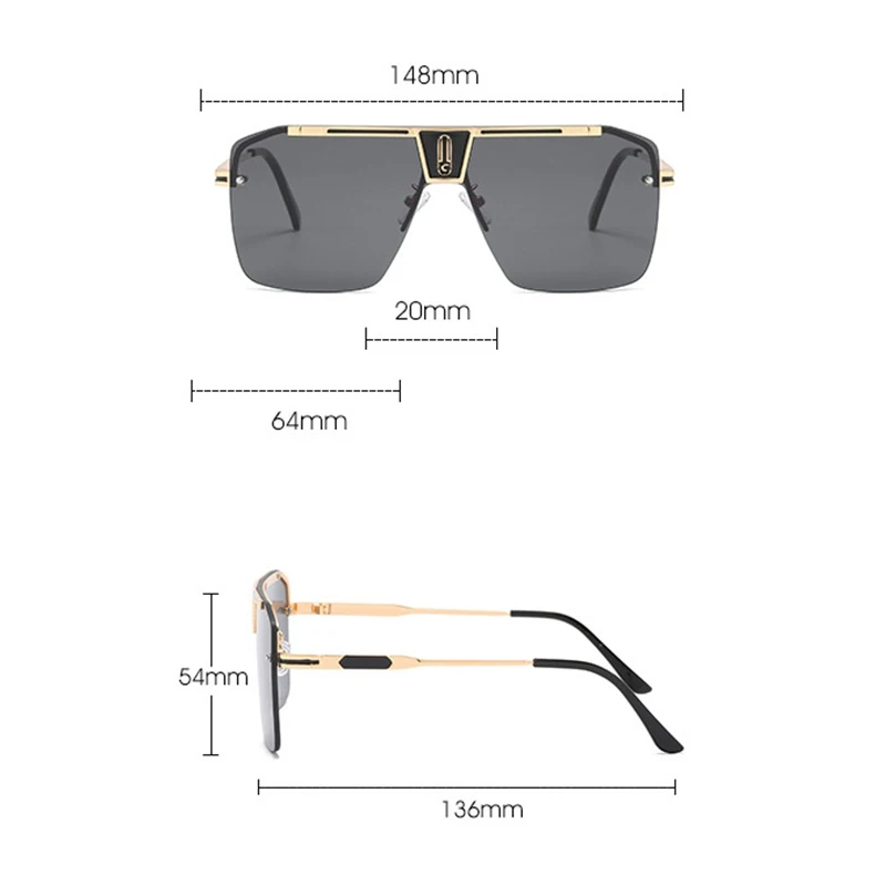 

Gradient Square Sunglasses Men Women 2021 Trendy Vintage Brand Design Oversized Rimless Sun Glasses For Female Eyewear UV400