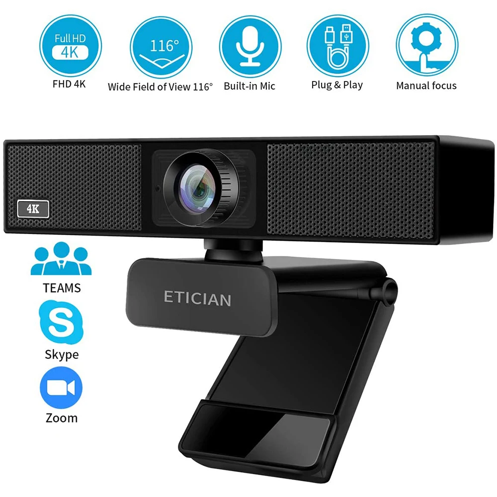 Веб камера ETICIAN Ultra HD 4K с микрофоном 8 Мп 1080P USB|Веб-камеры| |