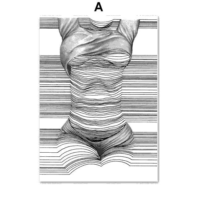 Абстрактная линия девушка обнаженное тело настенные художественные принты