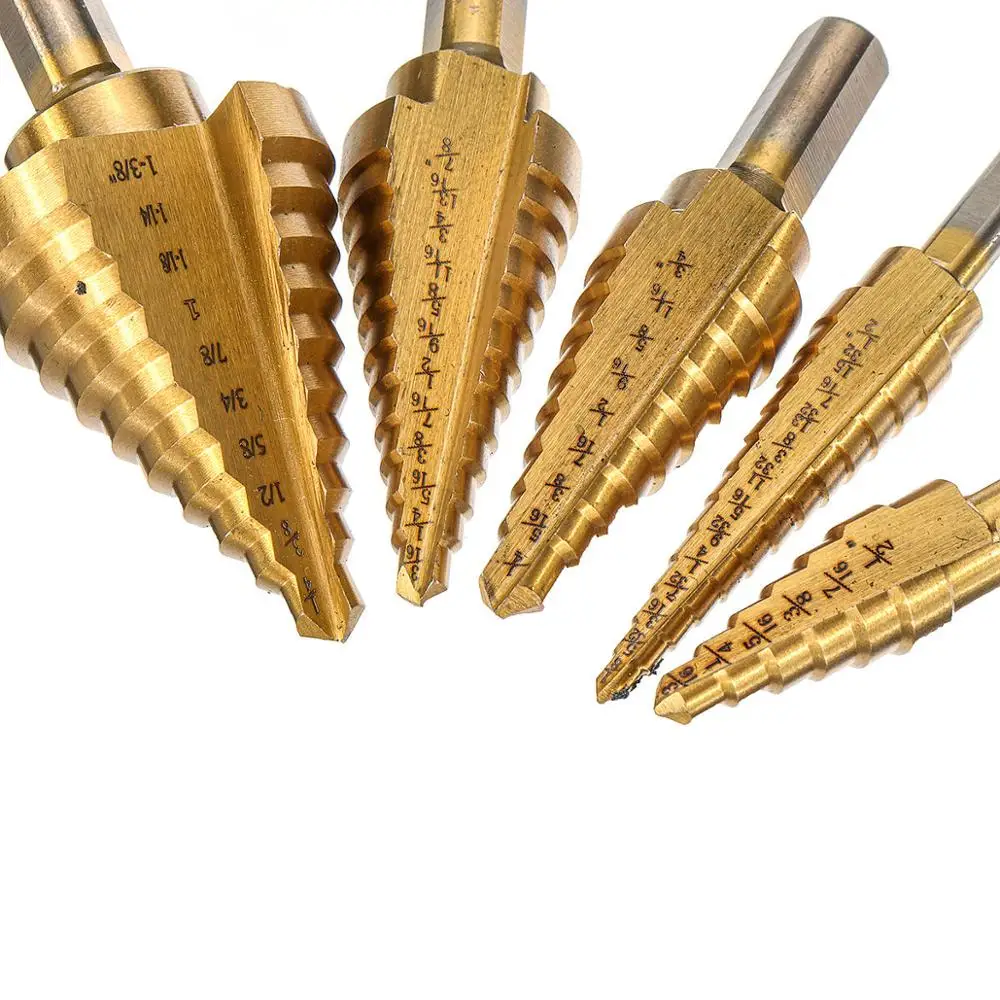 6 шт. титановые сверла набор стальных ступенчатых сверл конус несколько