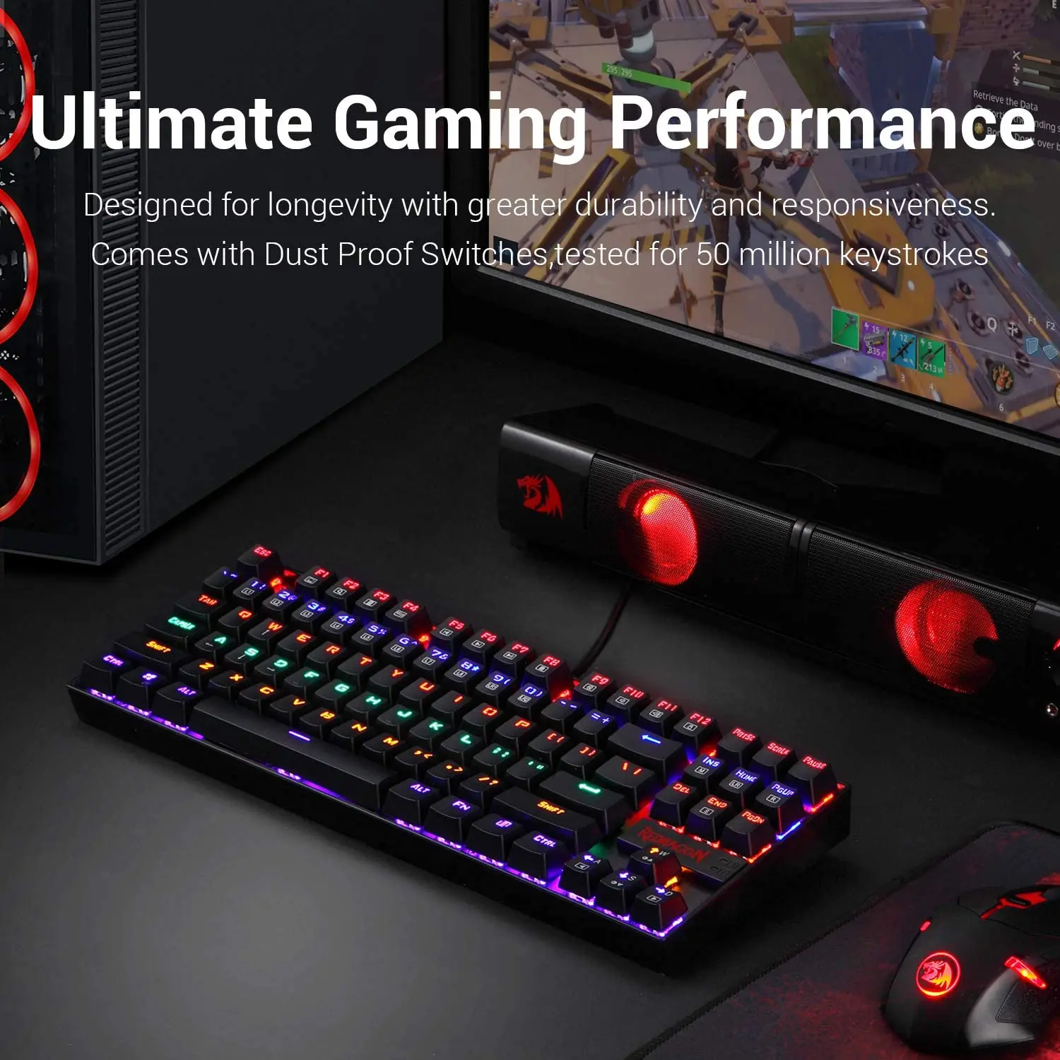 redragon kumara k552 mechanical gaming keyboard rainbow backlit wired keyboard with red switches for windows gaming pc free global shipping