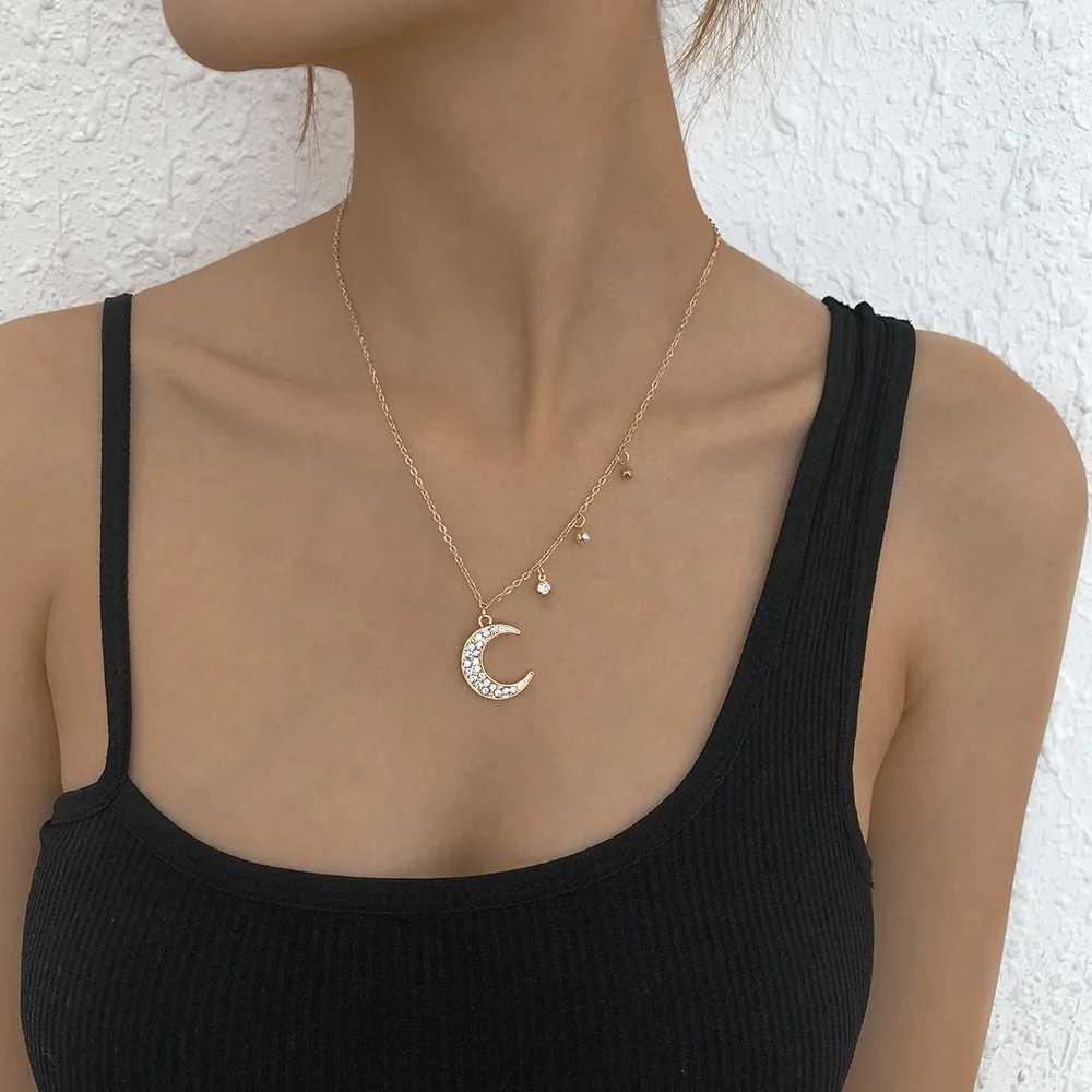 

Fashion Simple Moon Necklace Gothic Femenino Pendant Women's Necklaces Free Shipping Party Petite Jewelry
