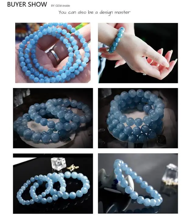 Круглый Синий аквамарин из натурального камня класса ААА для изготовления