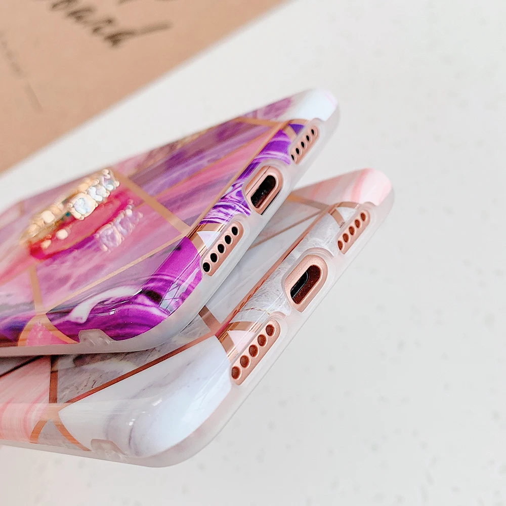 Чехлы LOVECOM для телефонов huawei P30 P20 Pro mate 30 20 Lite геометрический мрамор с кольцом на палец гальванический мягкий IMD задний Чехол