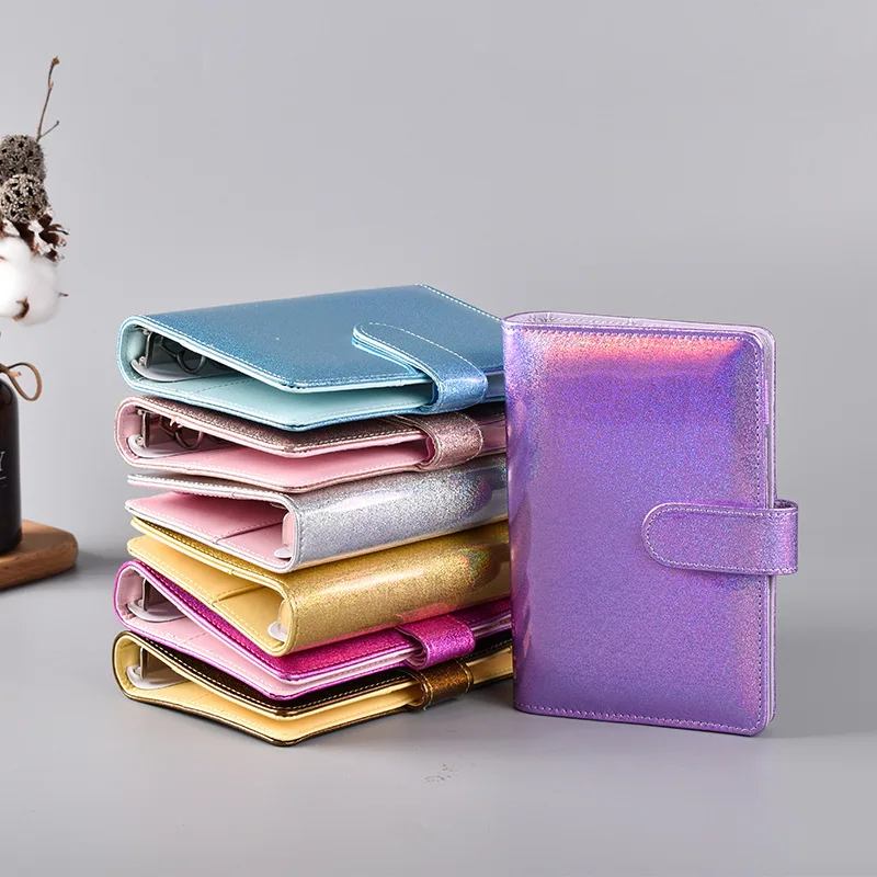 Binder sem Papel de Escrita Material de Escritório Multicolorido Fivela Magnética Notebook Glitter Plutônio Capa Interior Clássico Caderno Escola