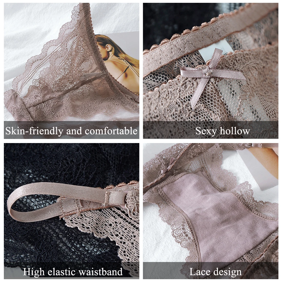 

Uefezo Women Sexy Lingerie Erotic Open Crotch Panties Lace Transparent Crotchless Underwear Underpants Lace Sexy G-String