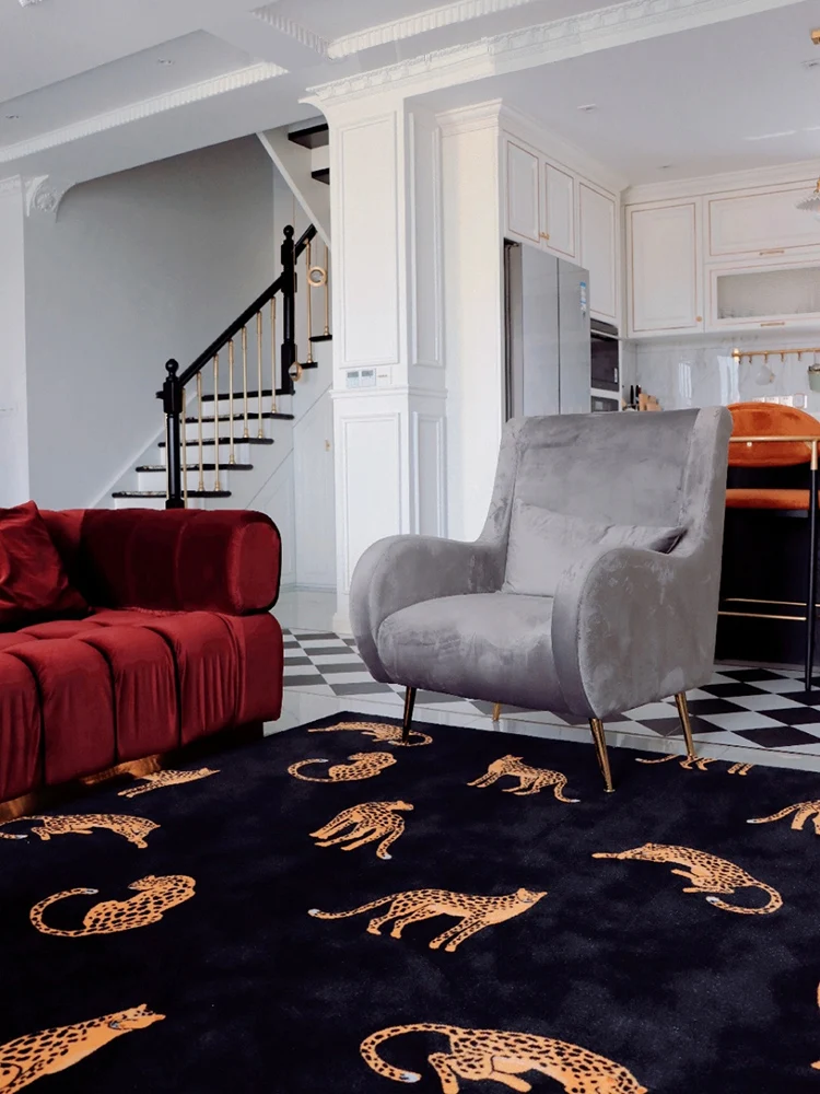 Light Luxury Leopard Ins Style Carpet Modern Minimalist Internet Celebrity Bedroom Bedside Blanket Living Room Coffee Table Pad | Дом и сад
