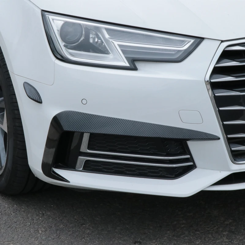 Jual Hiasan Mobil Untuk Audi A4 B9 2017-2018 Spoiler Bumper Depan Pisau Udara Lampu Kabut Penutup Stiker Serat Karbon Aksesori Eksterior