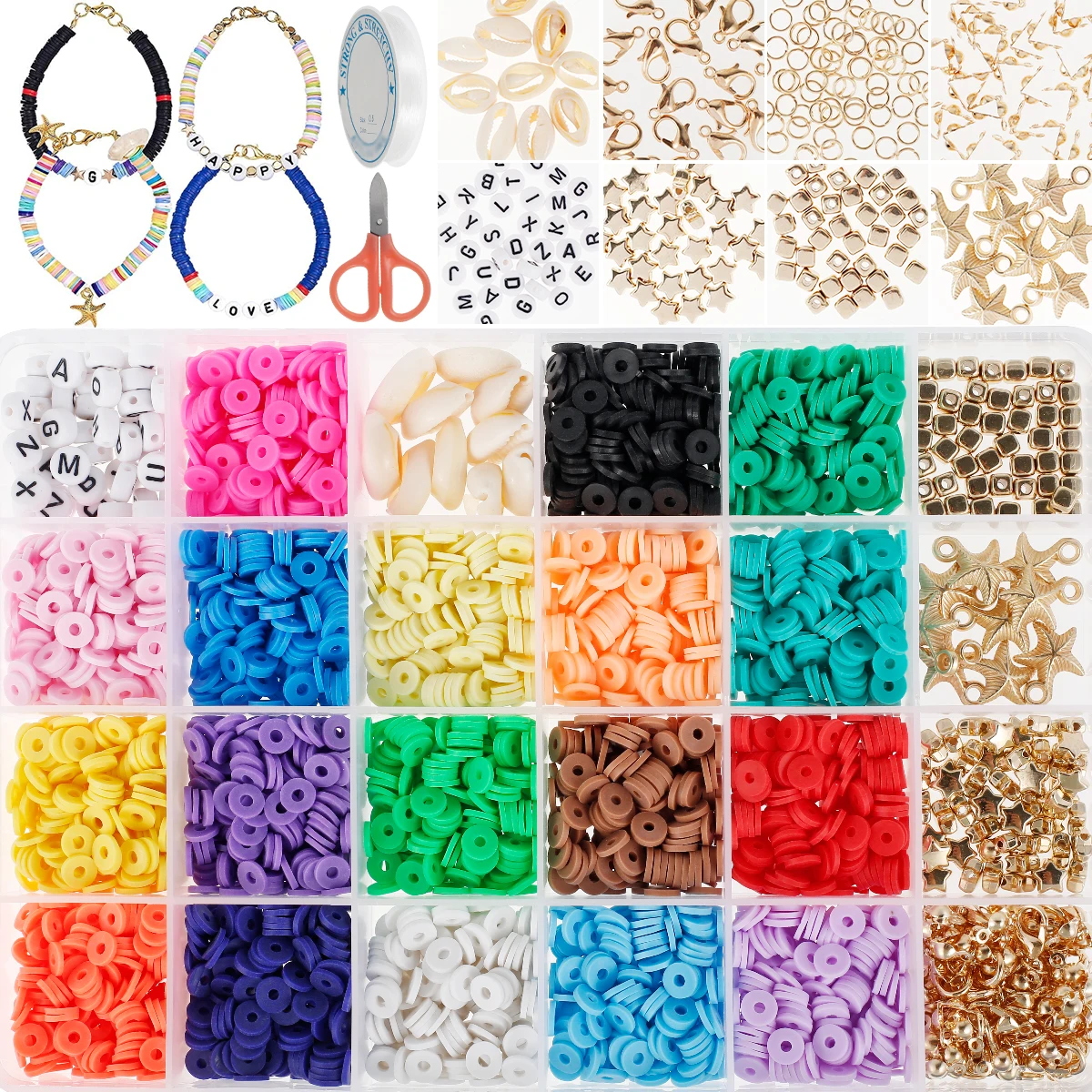 

1Box Clay Flat Beads Round Clay Spacer Beads 18 Colors Round Polymer Clay Beads for Jewelry Making Supplies Arts Crafts DIY Kits