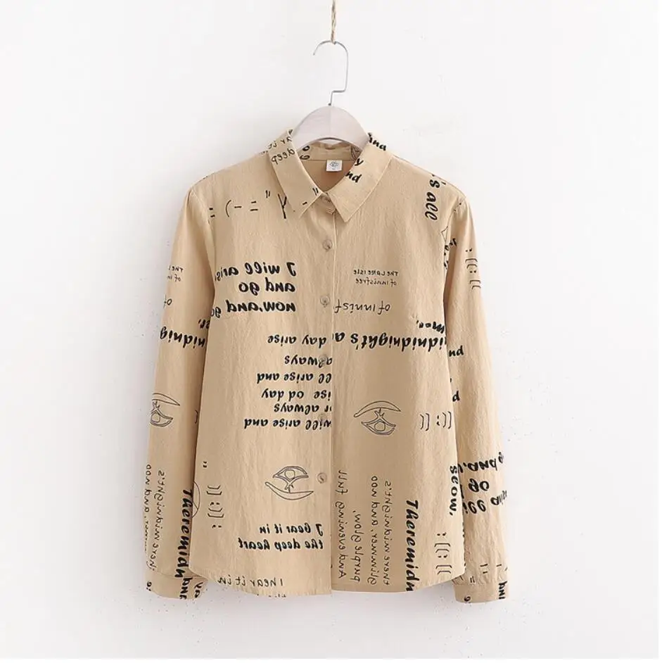 Новая бумага печати письмо граффити с длинным рукавом рубашка блузка