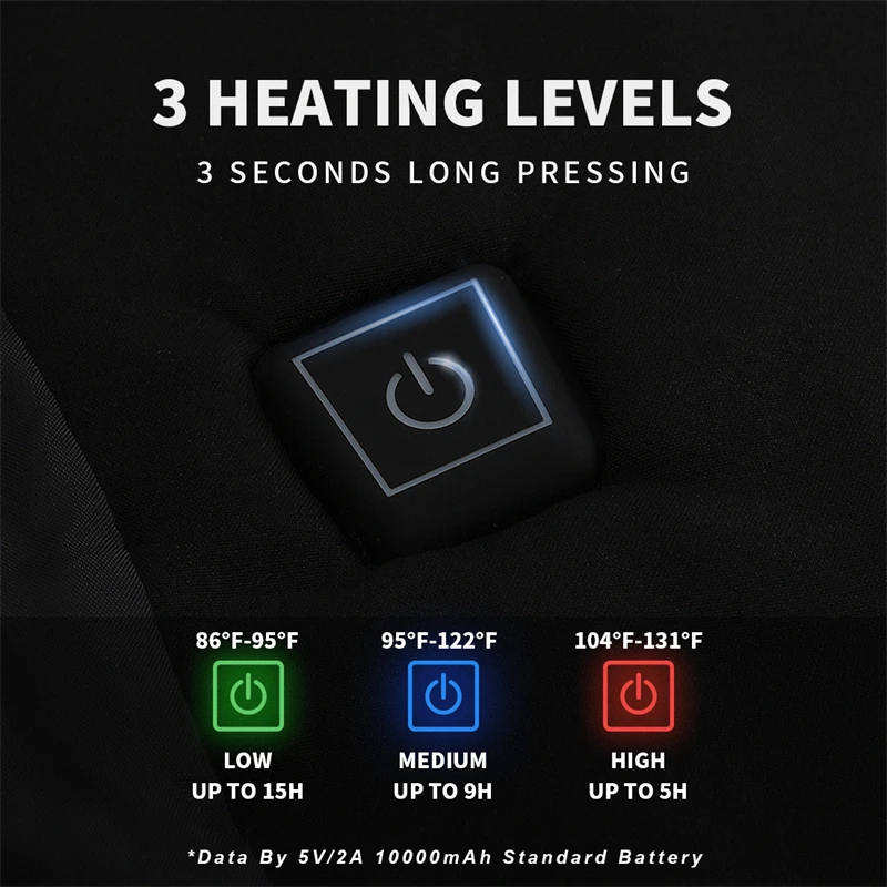 Мужские куртки с подогревом и батареей черные пальто на молнии капюшоном зимние