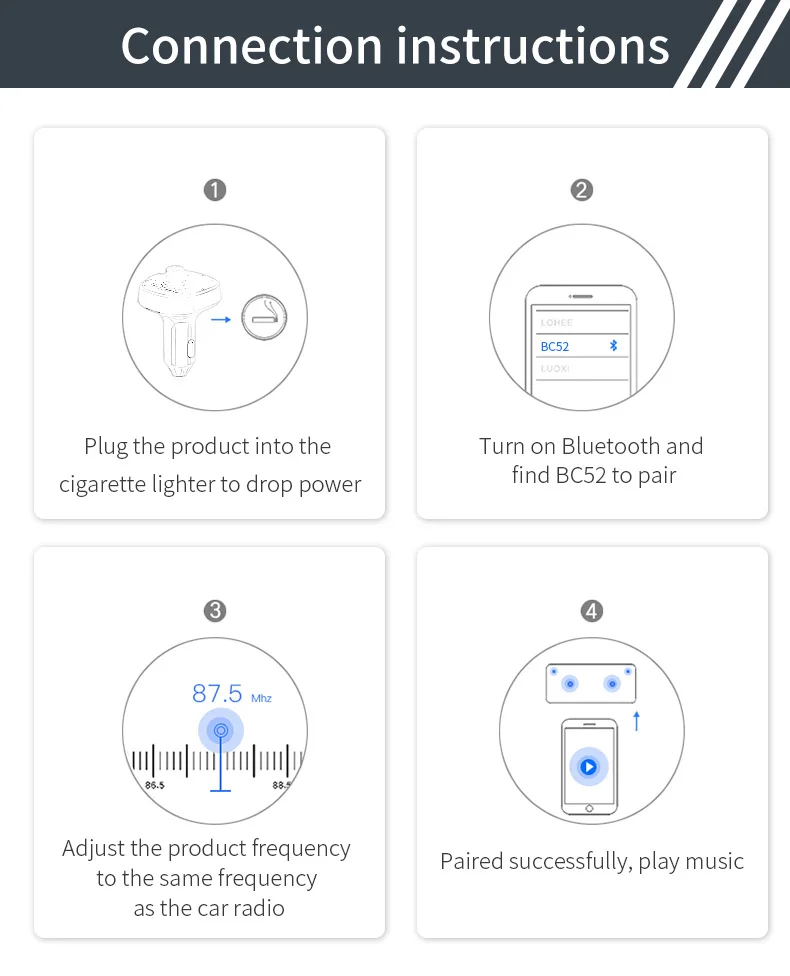 Bluetooth fm-передатчик QC3.0 автомобильное зарядное устройство 7 цветов Bluetooth беспроводной радио автомобильный адаптер Handsfree с TF картой/U диском