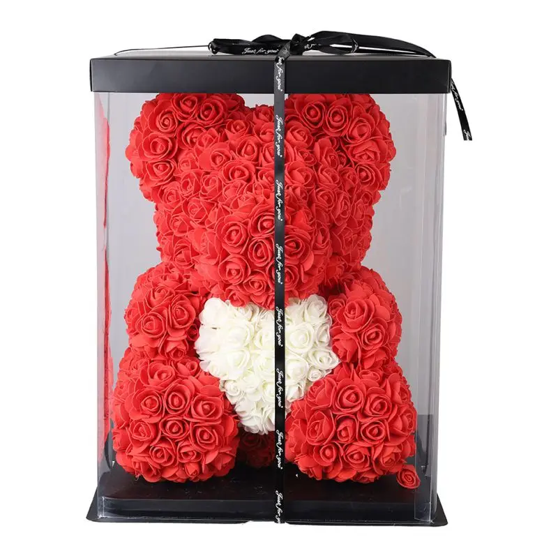 

2021 Valentine's Day Gift LED Rose Bear Artificial Flowers Wedding For Lovers Birthday Gift Anniversary And Weddings