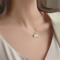u magical temperament trumpet simulated pearl pendant necklace for women exquisite gold color metallic necklace jewellery
