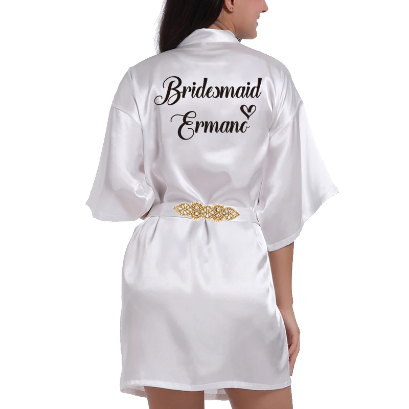 Индивидуальные Имя и дата халат невесты свадебное платье с Стразы ремень